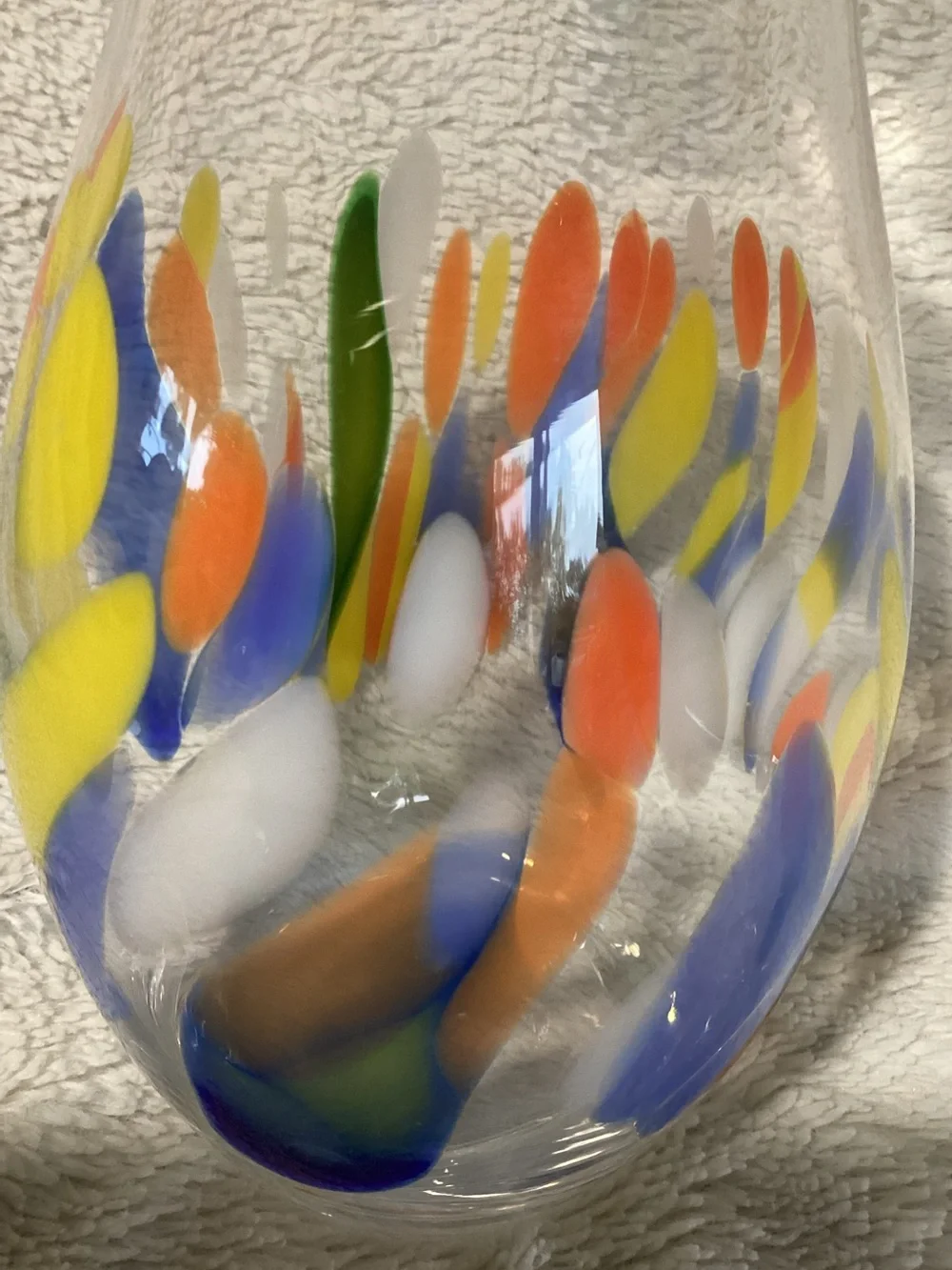 Vintage Hand Blown Art Glass Confetti Cocktail Pitcher w/ Matching Stirrer